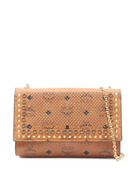  Mcm Pre-owned 2000s Bijou Studs Chain Cross Body Bag - Brown 