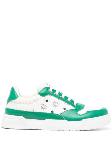  Mcm Skyward Monogram-print Low-top Sneakers - Green 