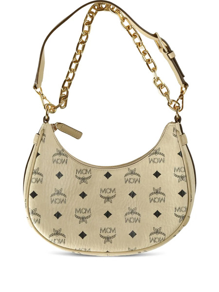  Mcm Small Aren Logo-pattern Shoulder Bag - Neutrals 