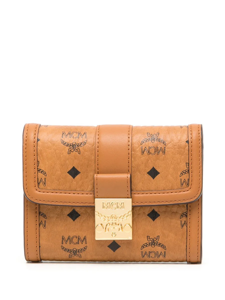  Mcm Small Tracy Visetos-print Tri-fold Wallet - Brown 