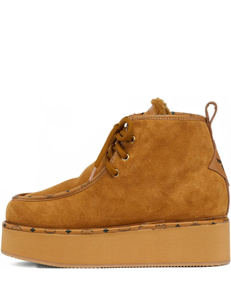  Mcm Suede Platform Ankle Boots - Brown 