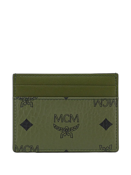  Mcm Visetos Monogram Canvas Cardholder - Green 