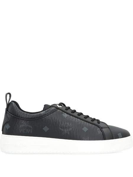  Mcm Visetos-monogram Padded Sneakers - Black 