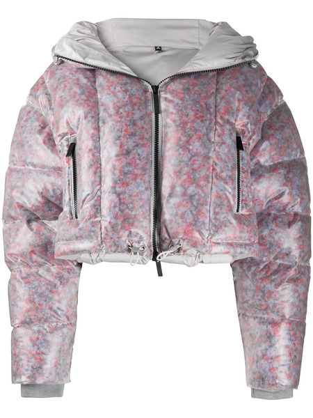  Mcq Cropped Transparent Padded Jacket - Red 