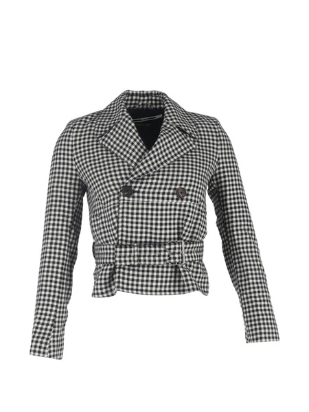  Mcq Gingham-checked Belted Blazer - Black 