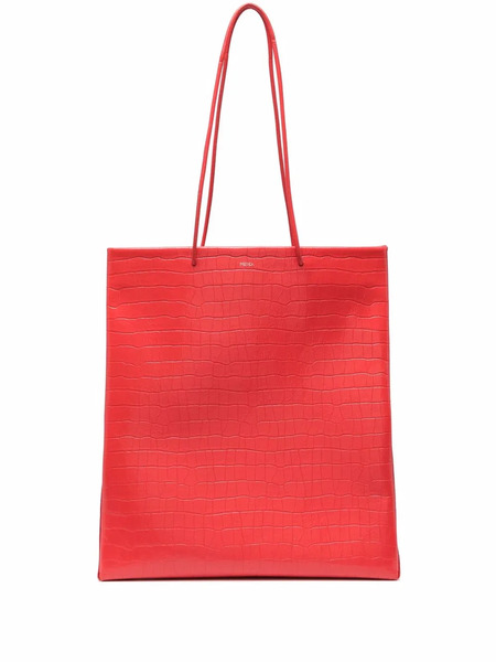  Medea Crocodile Effect Tote Bag - Red 