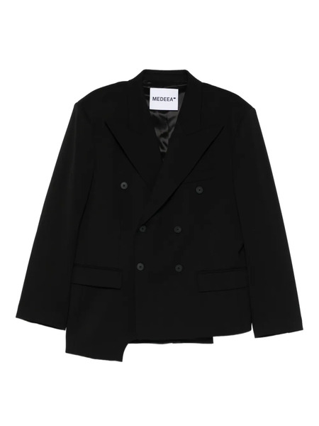  Medeea Asymmetric Double-breasted Blazer - Black 