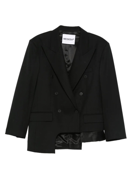  Medeea Asymmetrical Double-breasted Blazer - Black 