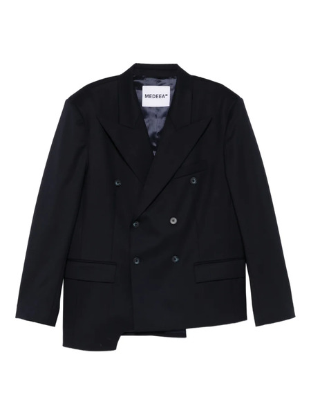  Medeea Asymmetrical Double-breasted Blazer - Blue 