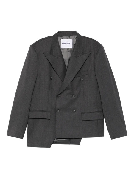  Medeea Trapezoid Asymmetrical Blazer - Grey 