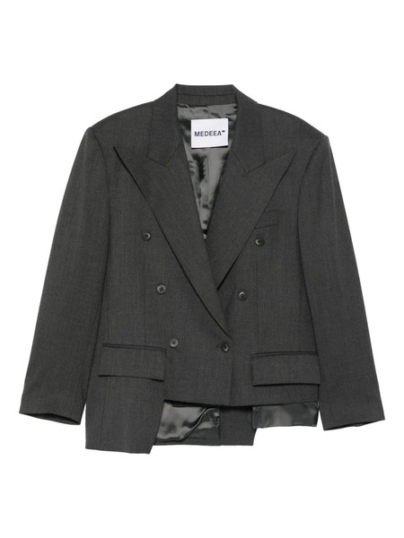  Medeea Trapezoid Asymmetrical Blazer - Grey 
