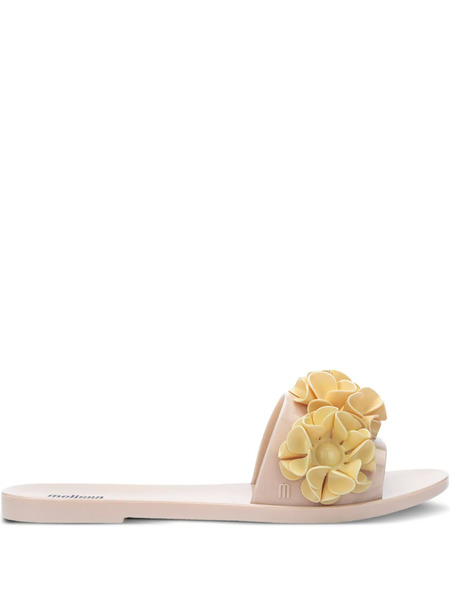  Melissa Babe Springtime Flower-embellished Slides - Neutrals 