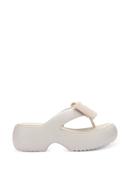  Melissa Free Fuzzy Platform Bow Flip-flops - Neutrals 