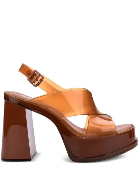  Melissa Platform Cross-strap Pumps - Brown 