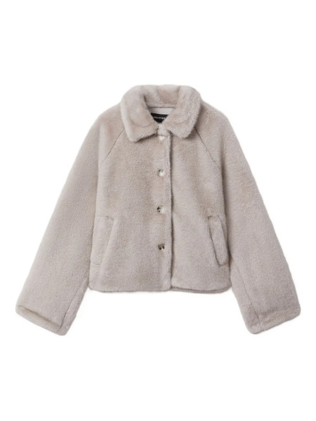 Meotine Buttoned-front Faux Fur Jacket - Grey 