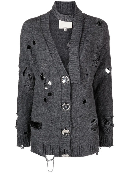  Meryll Rogge Oversized Distressed Wool Cardigan - Grey 