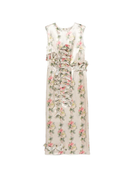  Meryll Rogge Ruffled Floral-print Midi Dress - Neutrals 