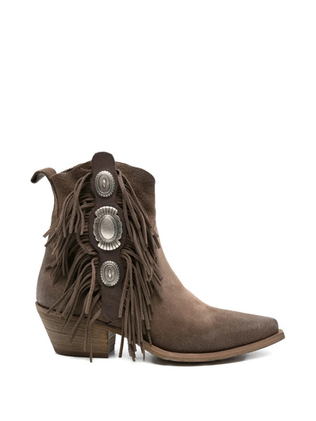  Metisse Fringed Ankle Boots - Brown 