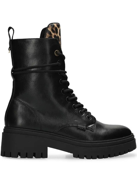  Mexx Leopard Panel Lace-up Boots - Black 