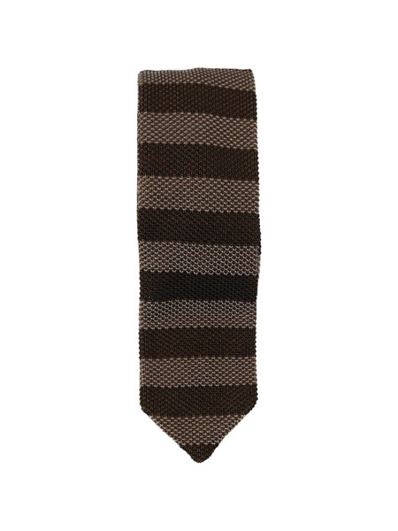  Mfpen Striped Knitted Tie - Black 