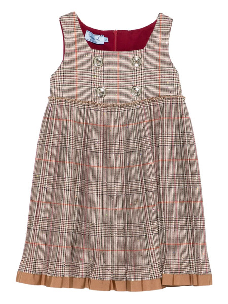  Mi Mi Sol Pleated Check-pattern Dress - Brown 