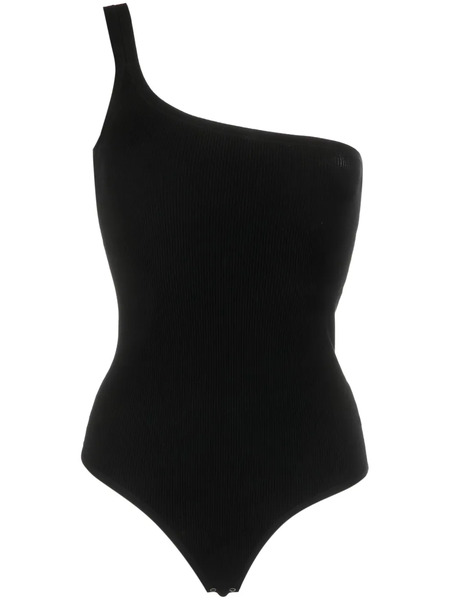  Michael Kors Collection One-shoulder Ribbed-knit Bodysuit - Black 