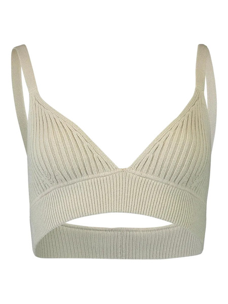  Michael Kors Collection Ribbed Cashmere Bra Top - Neutrals 