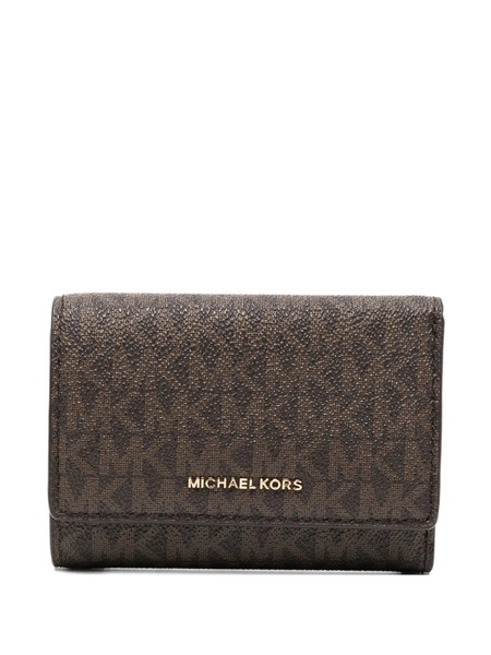  Michael Kors Medium Bryant Signature Logo Wallet - Brown 