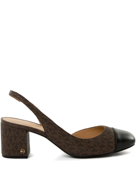  Michael Kors 57mm Monogram Slingback Pumps - Brown 