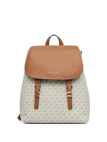  Michael Kors Monogram Flap Backpack - Neutrals 