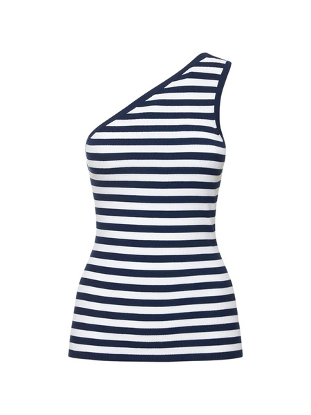  Michael Kors Striped One-shoulder Top - White 