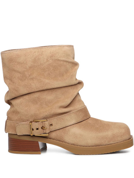  Michael Michael Kors Buckled Biker Boots - Neutrals 