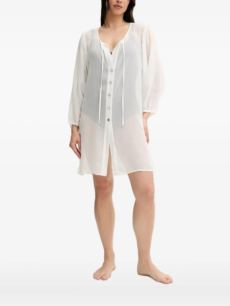  Michael Michael Kors Button-front Tie-neck Top - White 