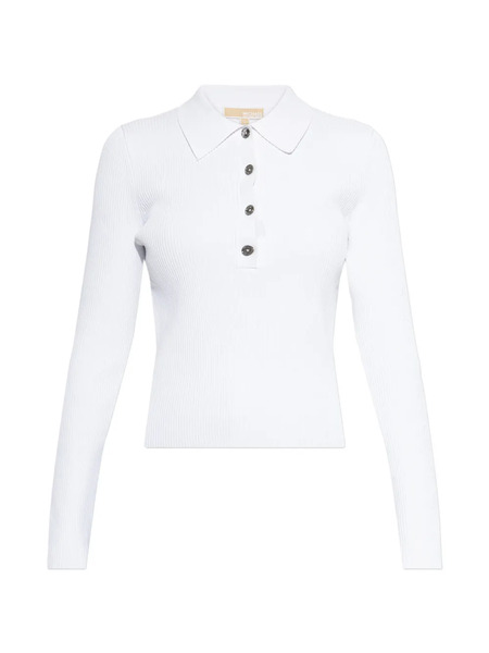  Michael Michael Kors Buttoned Collared Polo Top - White 