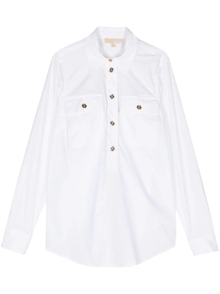  Michael Michael Kors Collared Poplin Blouse - White 