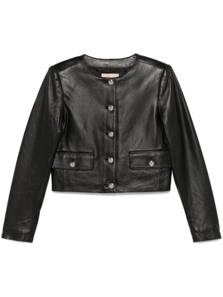  Michael Michael Kors Cropped Leather Jacket - Black 