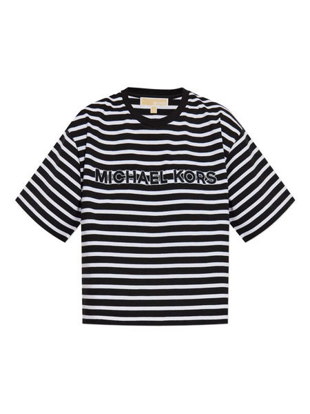 Michael Michael Kors Striped-pattern Logo-patch T-shirt - Black 