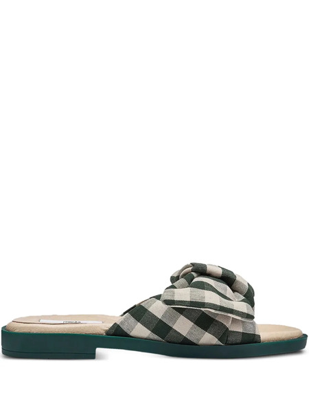  Miista Gingham Bow Sandals - Green 
