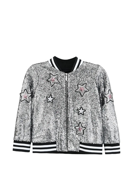  Mimi Tutu Sequin Star Bomber Jacket - Silver 