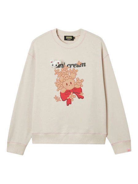  Mini Cream Appliqué Graphic Sweatshirt - Neutrals 
