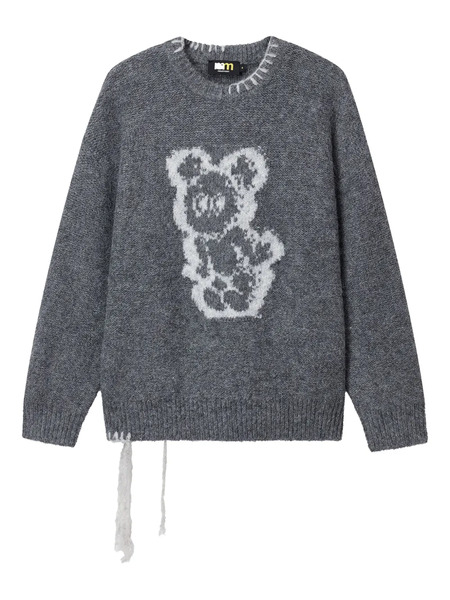  Mini Cream Bear-graphic Sweater - Grey 