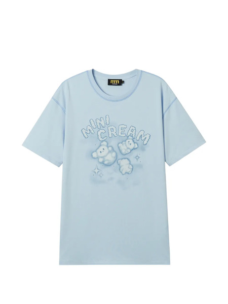  Mini Cream Cloud-print T-shirt - Blue 