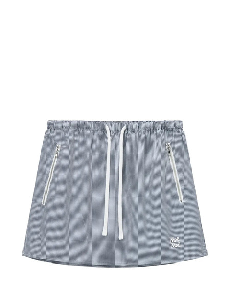 Mini Cream Drawstring Mini Skirt - Blue 