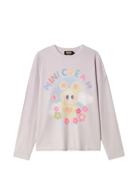  Mini Cream Graphic-print Sweater - Purple 