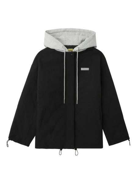 Mini Cream Hooded Quilted Jacket - Black 