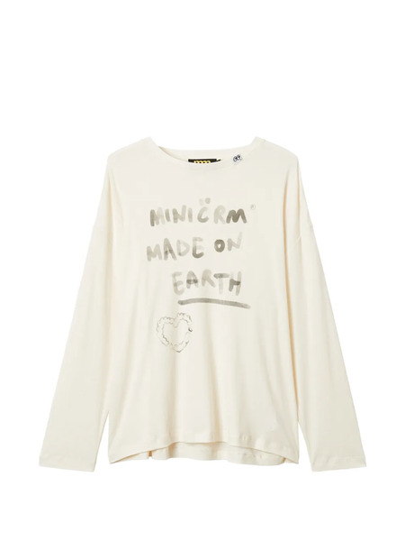  Mini Cream Lettering-print T-shirt - Neutrals 