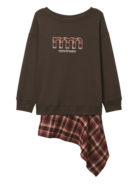  Mini Cream Plaid Sweatshirt - Brown 