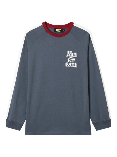  Mini Cream Raglan-sleeve Logo-print Top - Blue 