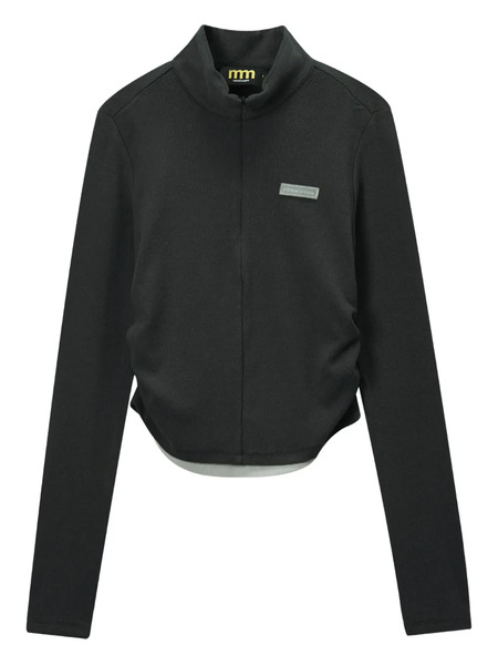  Mini Cream Ruched Long-sleeve Jacket - Grey 