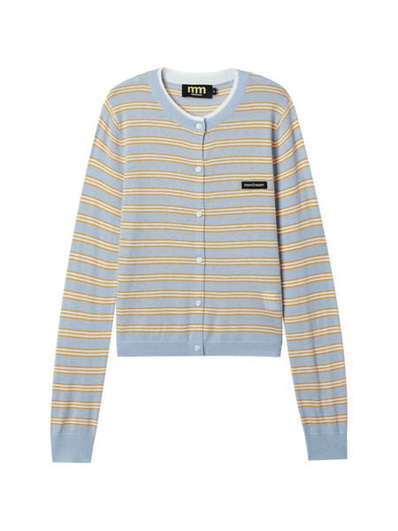  Mini Cream Striped Cardigan - Blue 